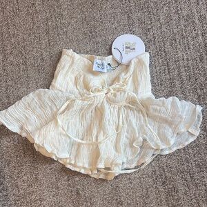 Princess Polly Cream Asymmetrical Ruffled Blouse